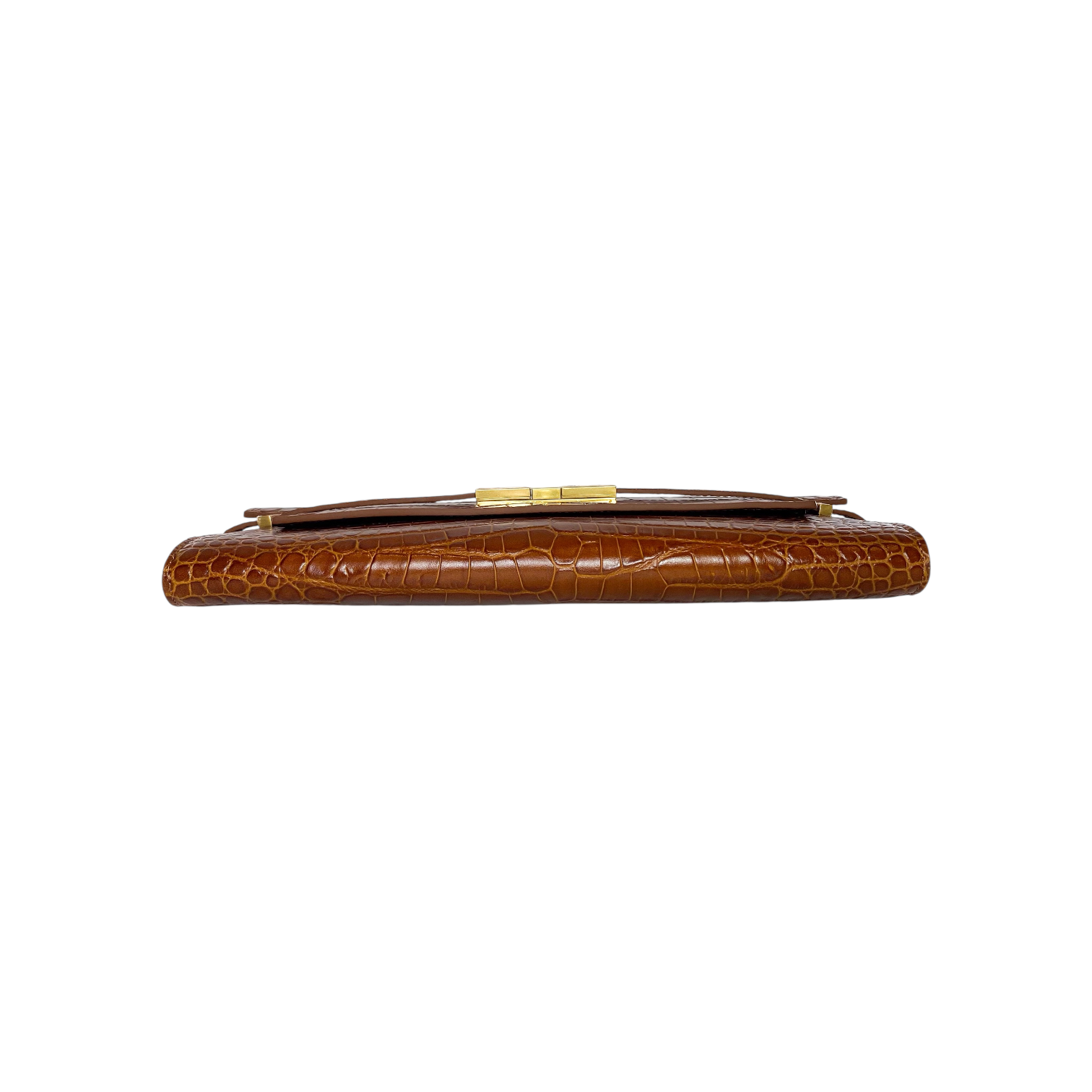 Saint Laurent Brown Embossed Manhattan Clutch