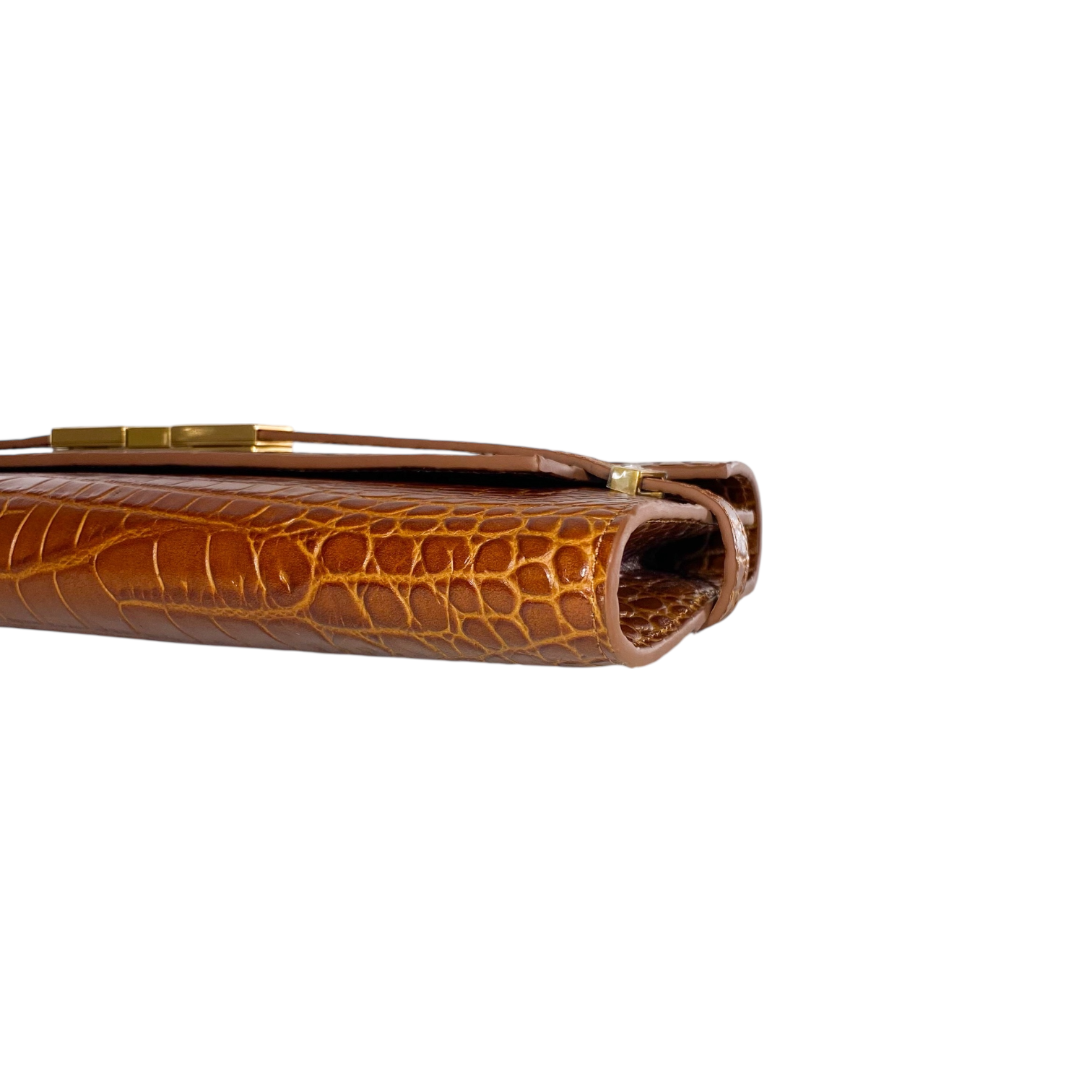 Saint Laurent Brown Embossed Manhattan Clutch