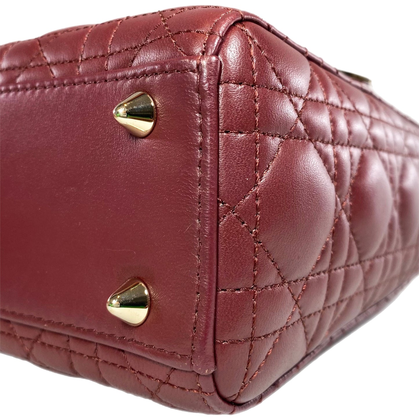 Dior Burgundy Small Lady Dior with Charm Strap GHW