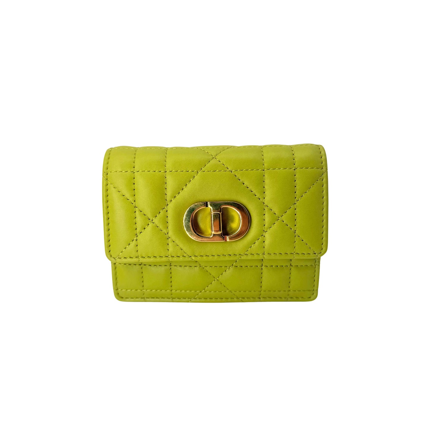 Dior Caro Dahlia Wallet in Lime