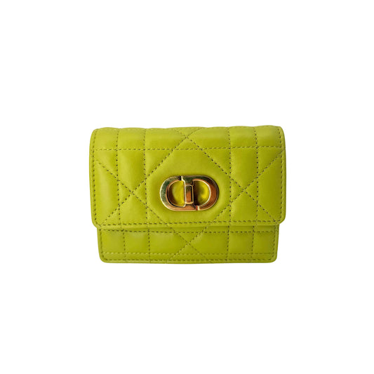 Dior Caro Dahlia Wallet in Lime