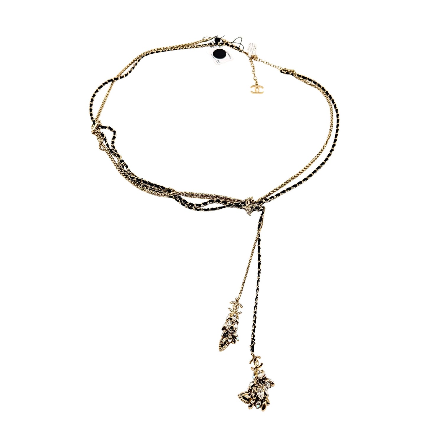 Chanel Light Gold Plated with Black Leather Chain Belt
