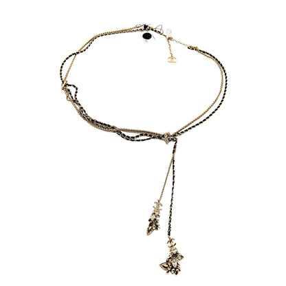 Chanel Light Gold Plated with Black Leather Chain Belt