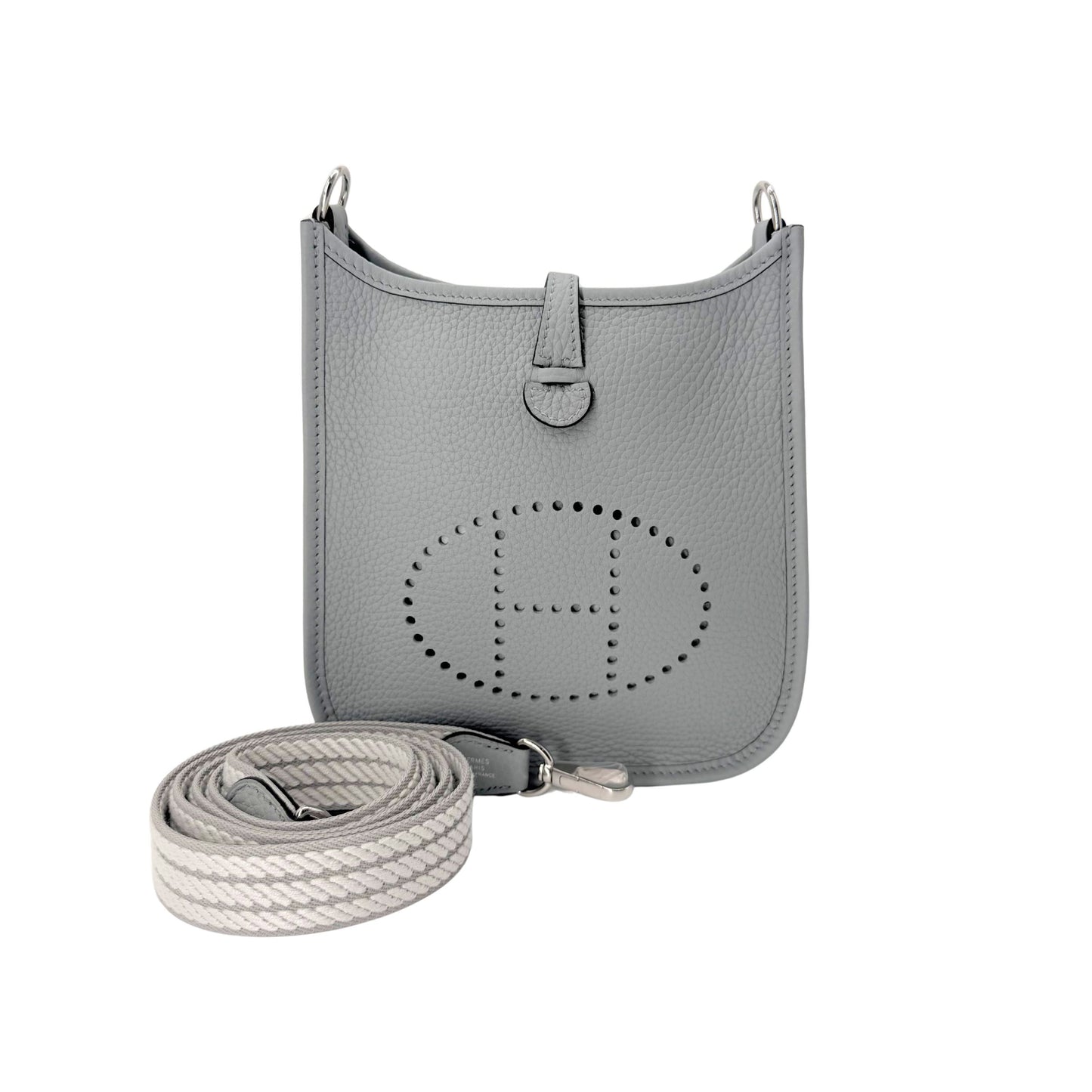 Hermes Blue Glacier Evelyne Crossbody Tres Petit Modele
