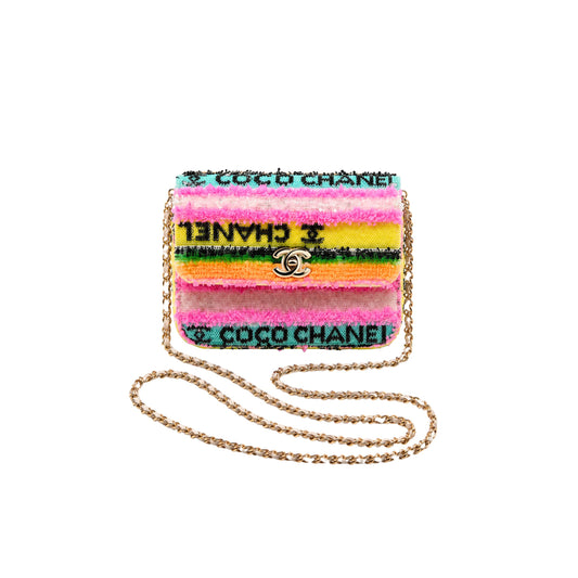 Chanel Mini Striped Coco Crossbody Flap Bag