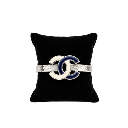 Chanel Blue and White Silver Cuff