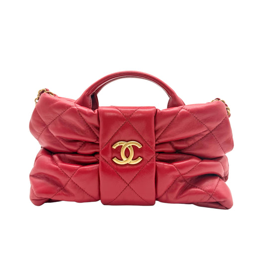 Chanel Mini Bow Bag Red Lambskin Crossbody