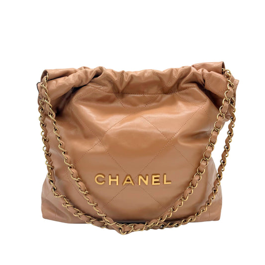 Chanel 22 Medium Hobo Bag in Dark Beige