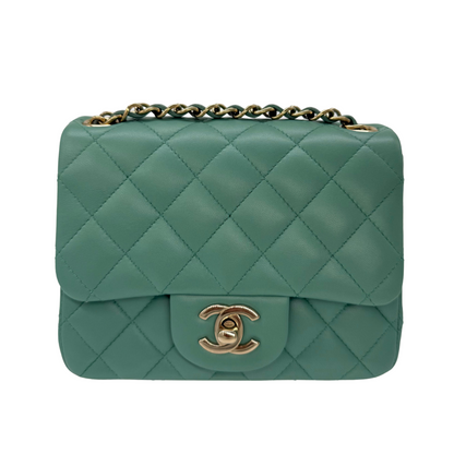 Chanel Classic Mini Square Flap Bag Seafoam Green