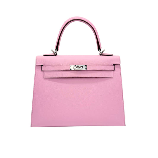 Hermes Kelly 25cm Mauve Sylvestre Palladium Hardware