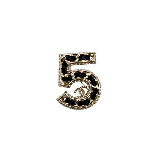 Chanel No.5 Black and Gold Brooch