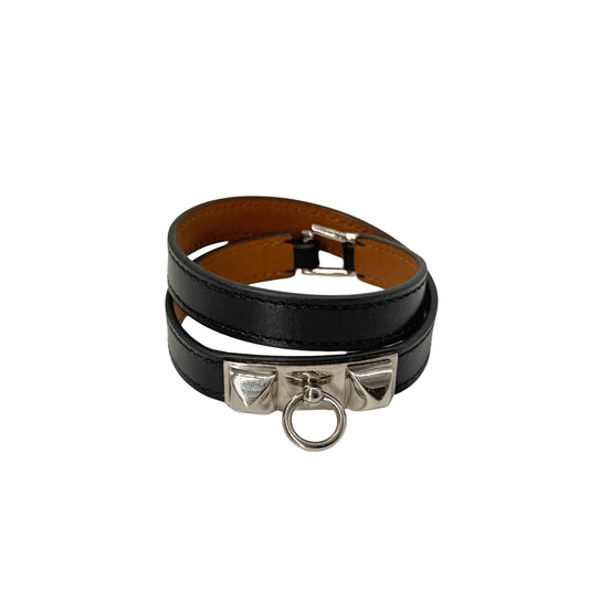 Hermes Noir Rivale Double Tour Bracelet