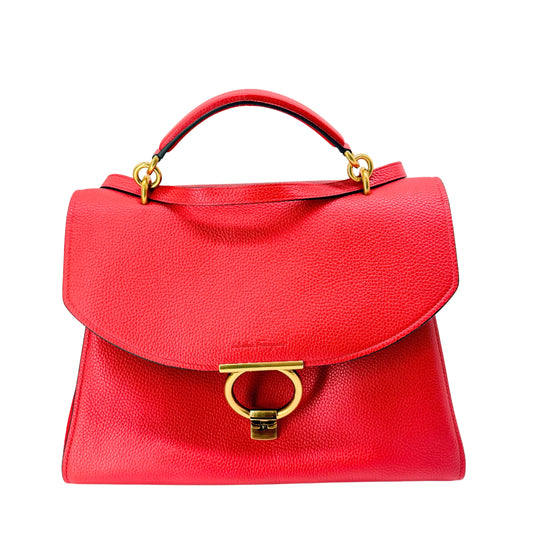 Salvatorre Ferragamo Gancini Top Handle Flap Bag