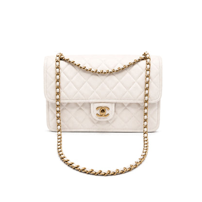 Chanel Classic Flap Bag – White Lambskin with Gold Hardware