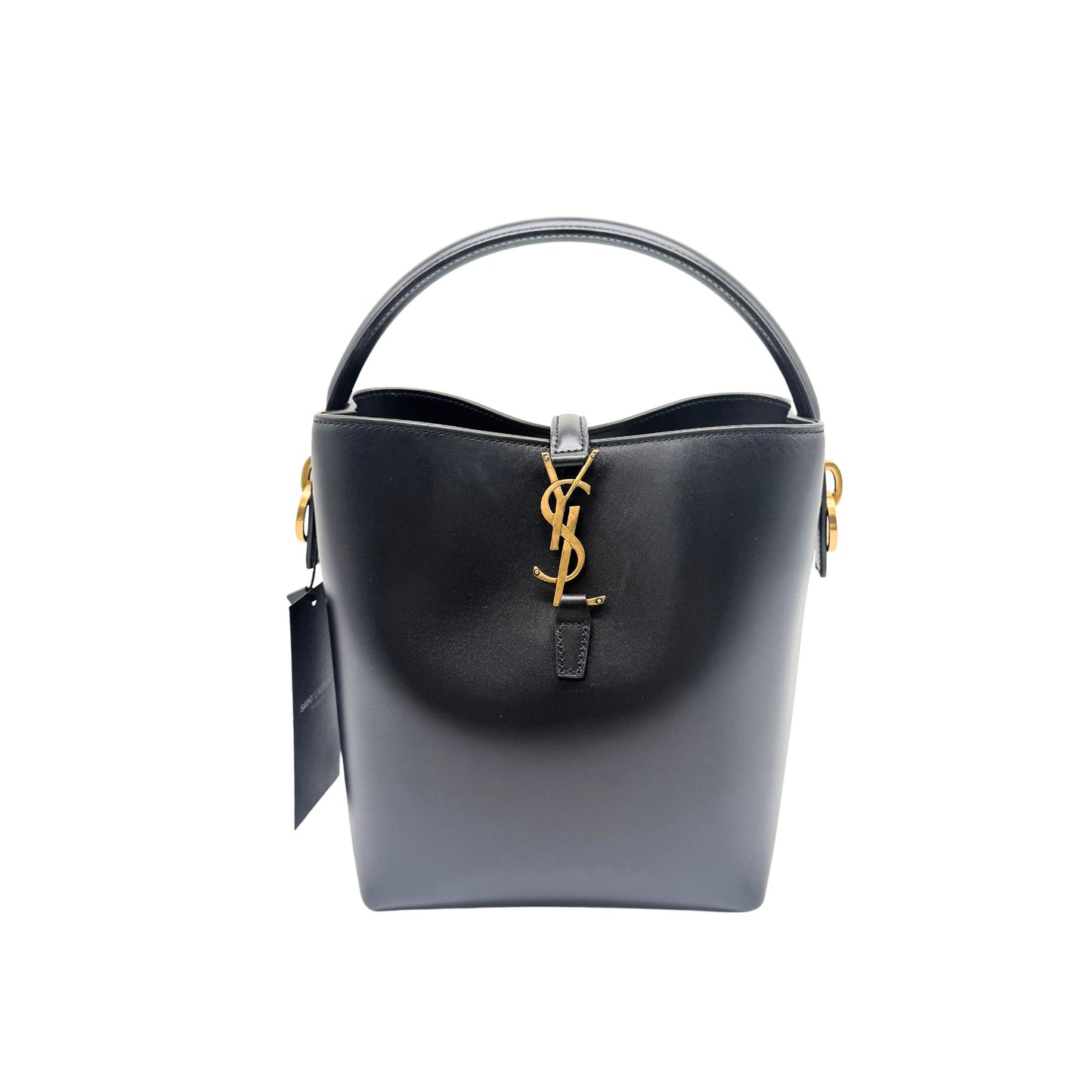 YSL Black Leather Bucket Bag