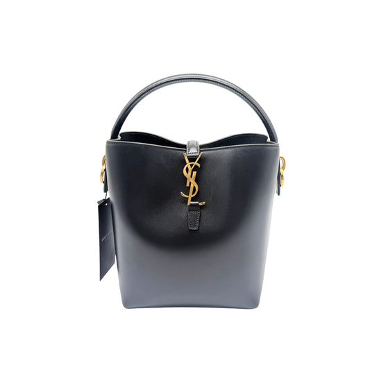 YSL Black Leather Bucket Bag