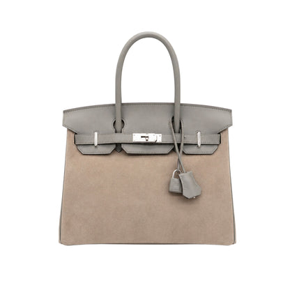 Hermes Birkin 30 Grizzly Gris Meyer Swift Gris Caillou Veau Doblis Palladium Hardware