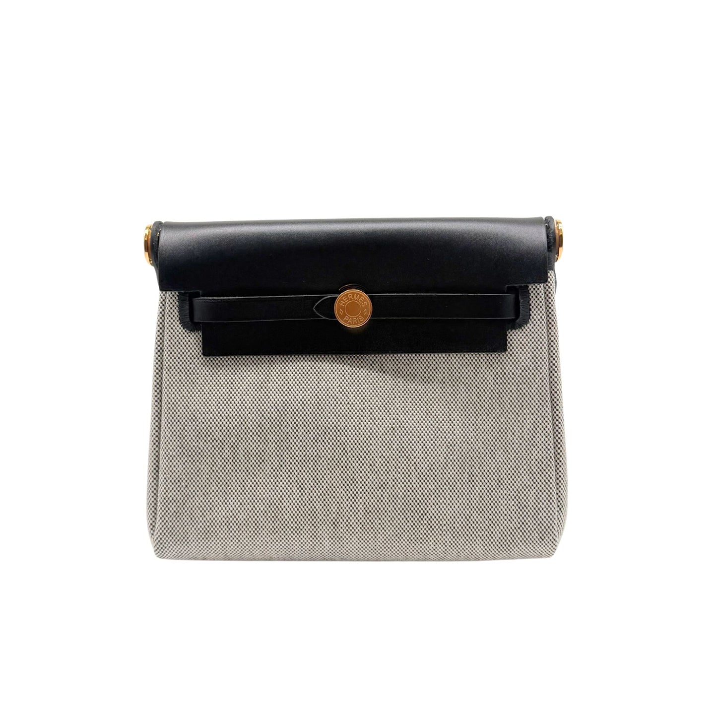 Hermés Mini Herbag in Noir Canvas with Toil
