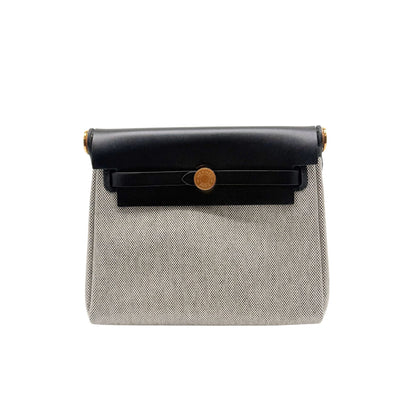 Hermés Mini Herbag in Noir Canvas with Toil