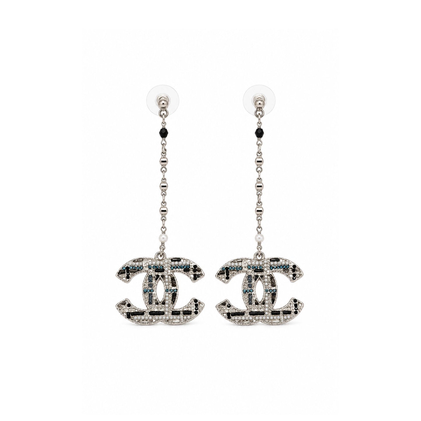 Chanel Crystal CC Drop Earrings