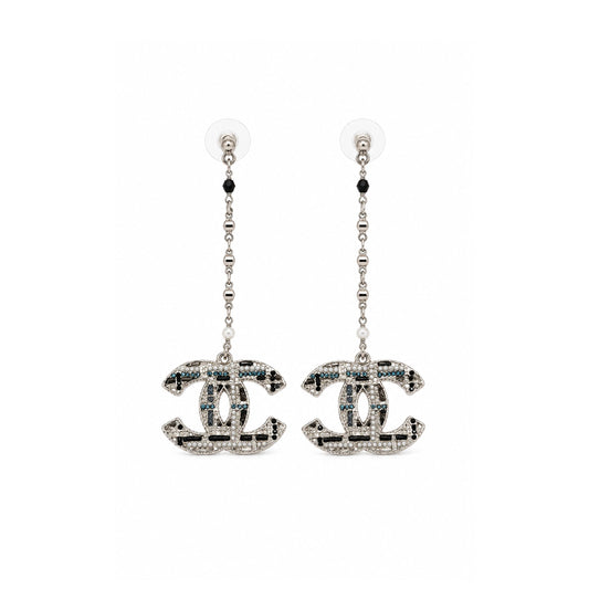Chanel Crystal CC Drop Earrings