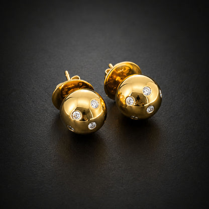 Tiffany & Co. Diamond .23 Ct. 18K Gold Platinum Ball Earrings