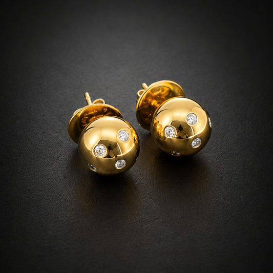 Tiffany & Co. Diamond .23 Ct. 18K Gold Platinum Ball Earrings