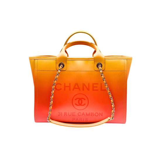 Chanel Deauville Tote in Medium Orange/Pink