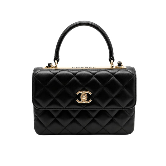 Chanel Trendy Black Top Handle Flap Bag
