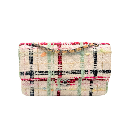 Chanel Tweed Medium Double Flap in Pink & Ivory