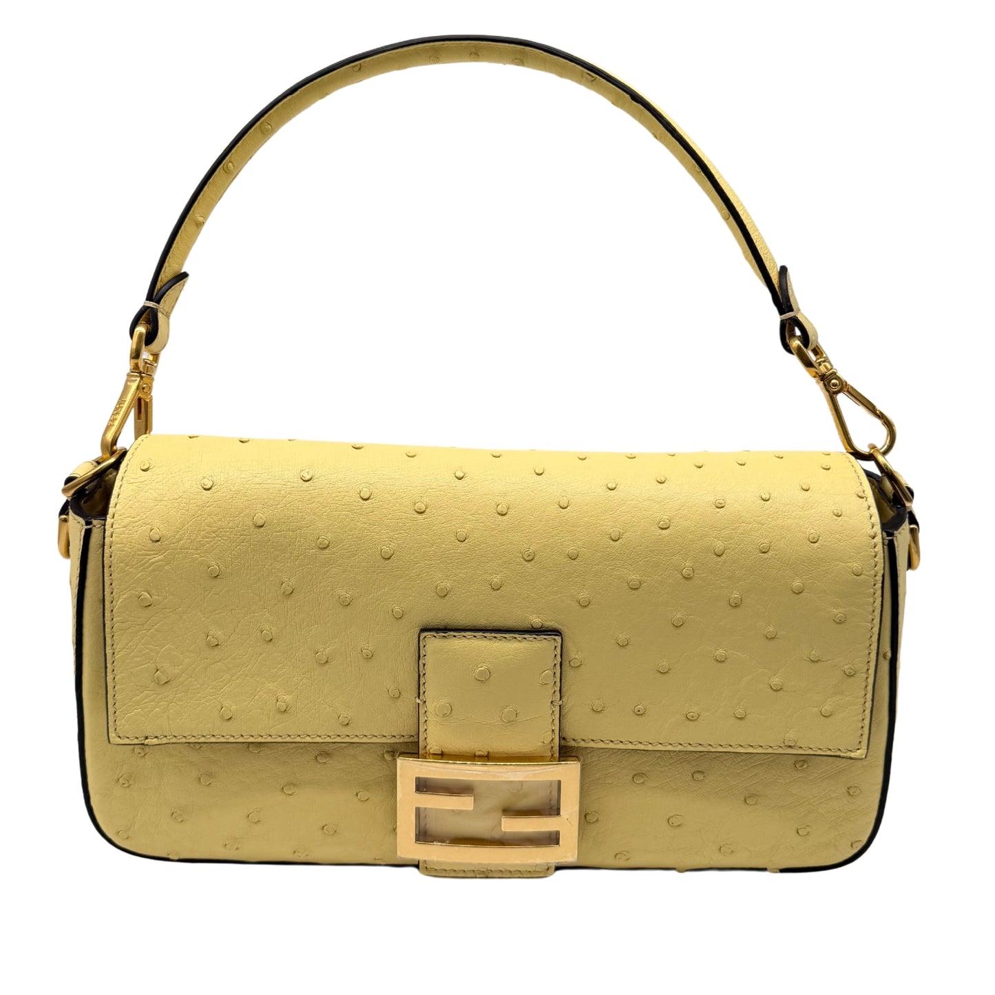 Fendi Pale Yellow Ostrich Baguette