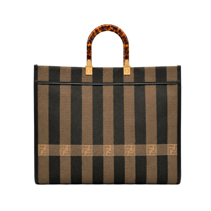 Fendi Tobacco Pequin Sunshine Striped Tote