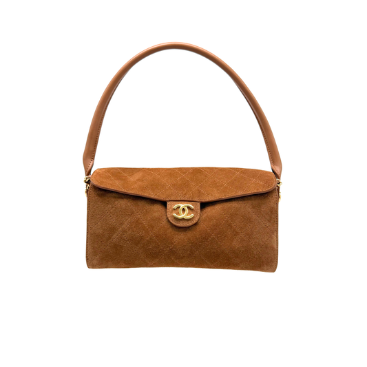 Chanel Brown Suede Turn Around Clutch