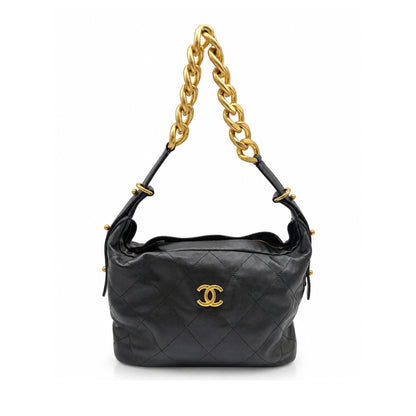 Chanel Daily Hobo Bag in Black with Gold Chain Strap