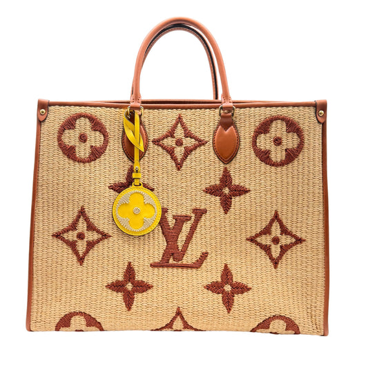 Louis Vuitton On the Go Raffia Beige Brown Tote