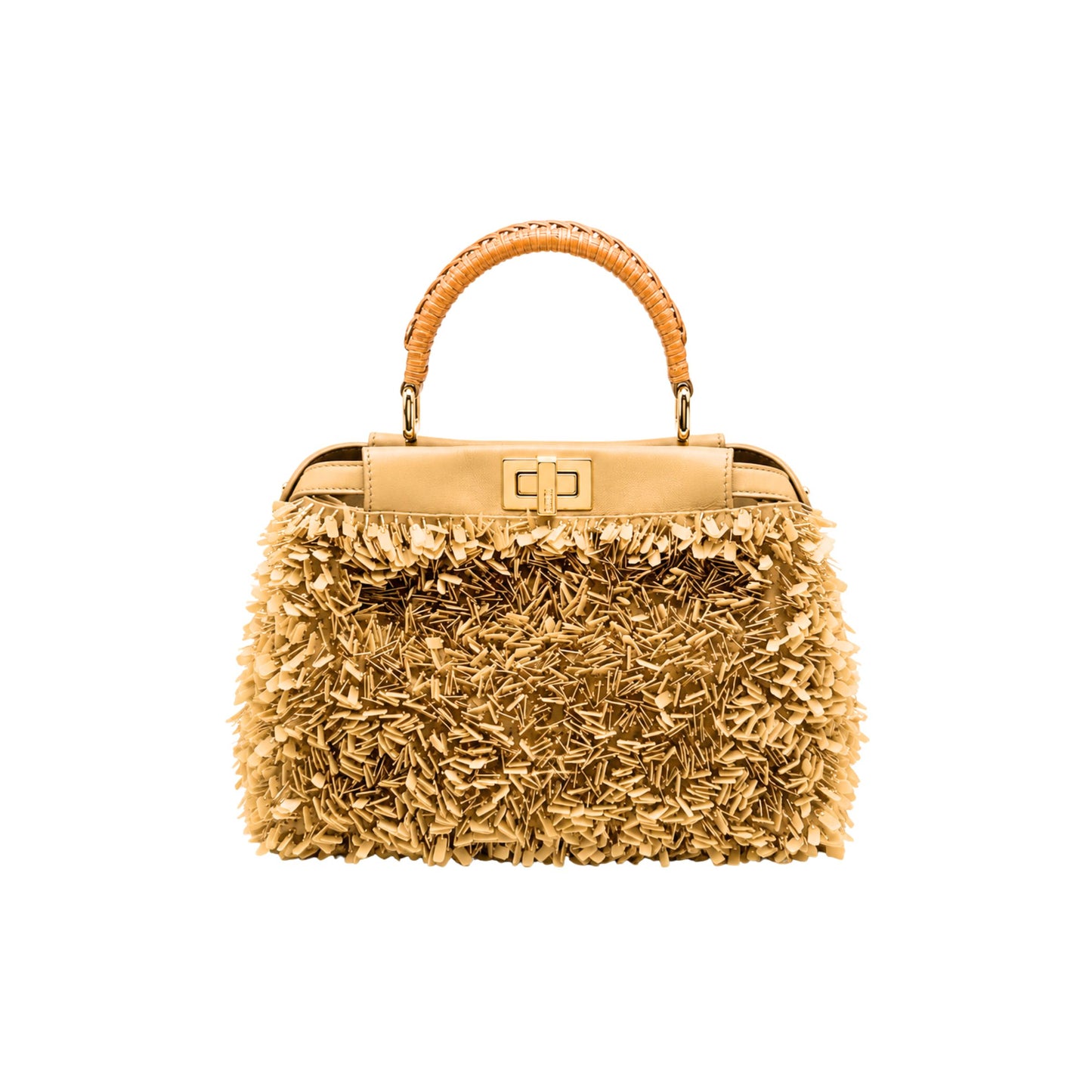 Fendi Peekaboo Mini Beige Pailletes Handbag