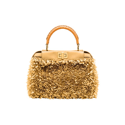 Fendi Peekaboo Mini Beige Pailletes Handbag