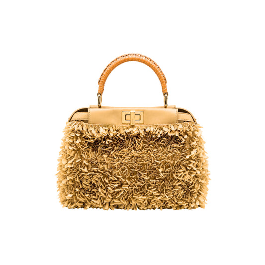 Fendi Peekaboo Mini Beige Pailletes Handbag