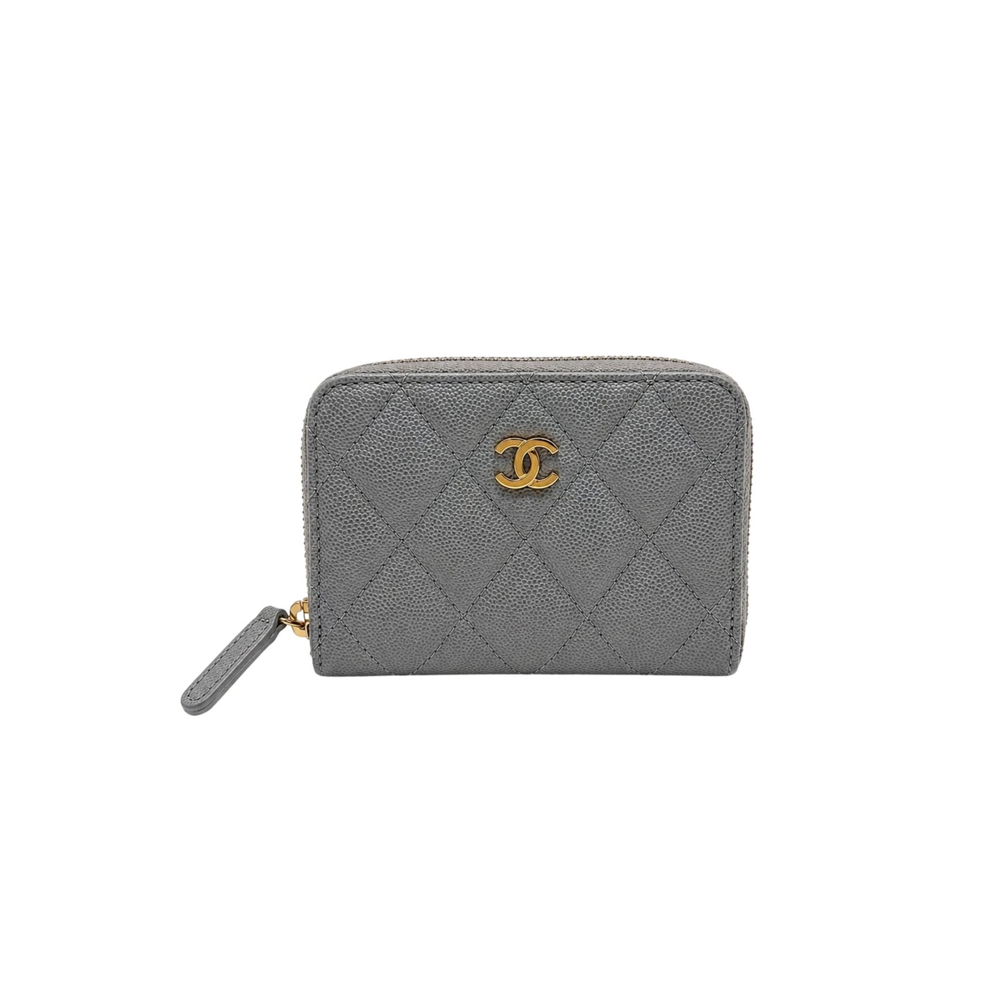 Chanel Grey Caviar Zippy Wallet