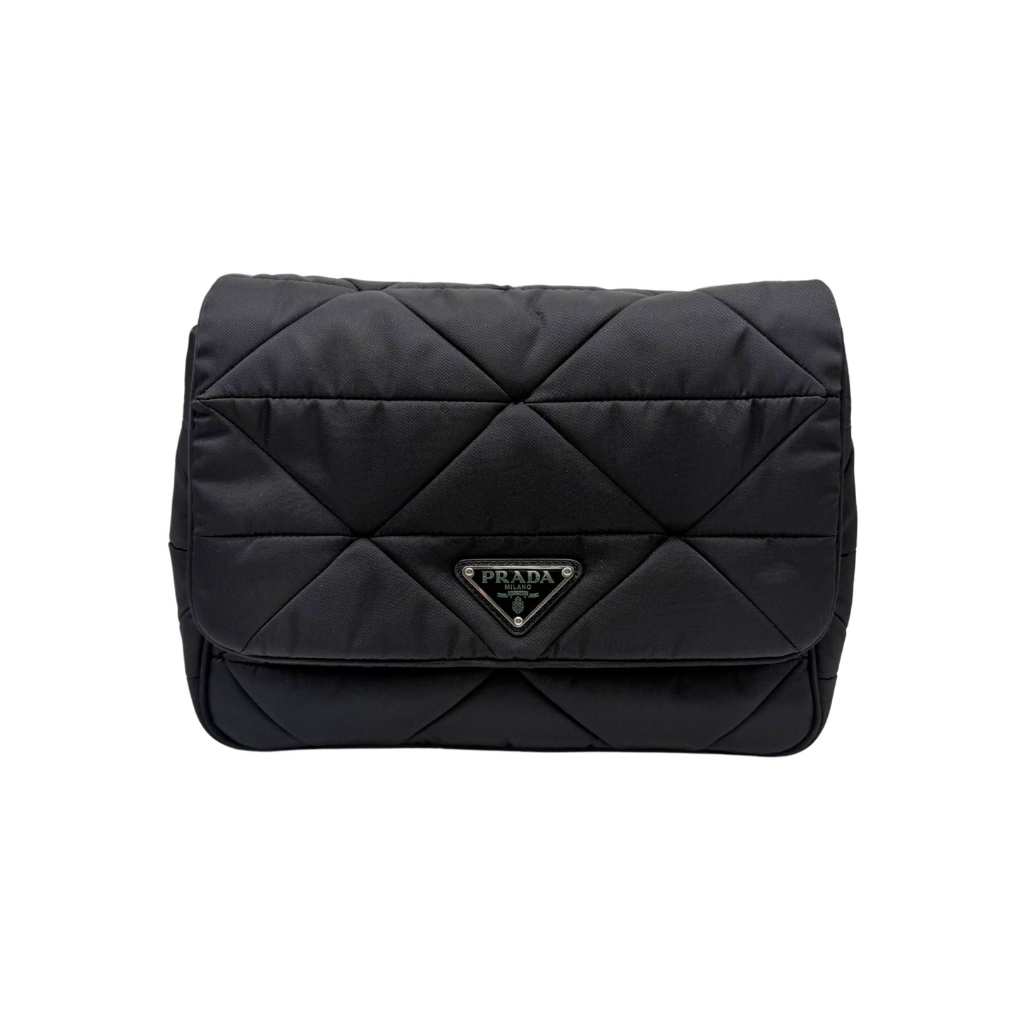 Prada Black Padded Triangle Nylon Shoulder Bag
