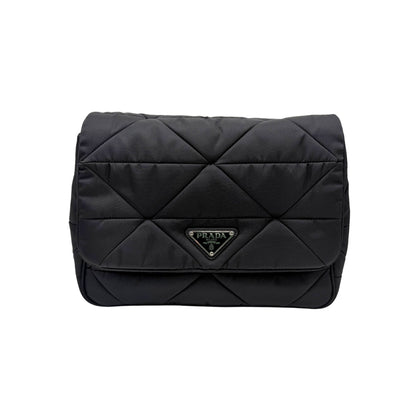 Prada Black Padded Triangle Nylon Shoulder Bag