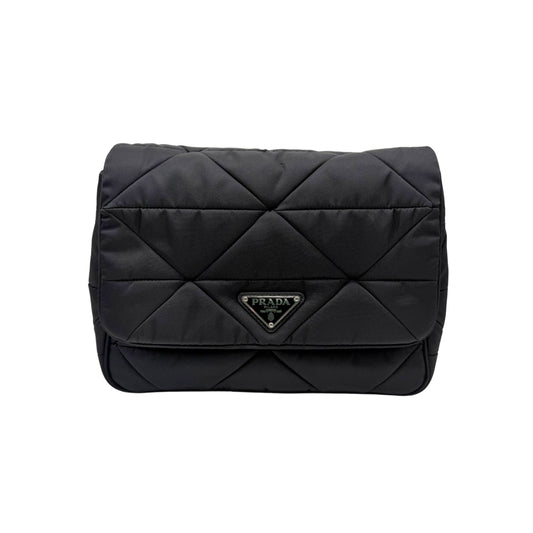 Prada Black Padded Triangle Nylon Shoulder Bag