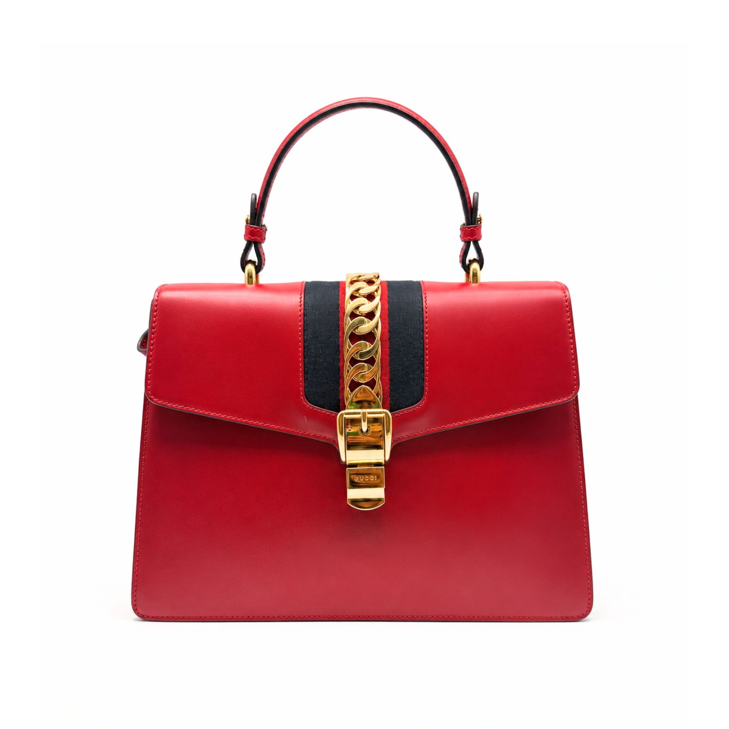 Gucci Sylvie Red Web Top Handle Bag