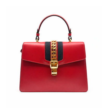 Gucci Sylvie Red Web Top Handle Bag