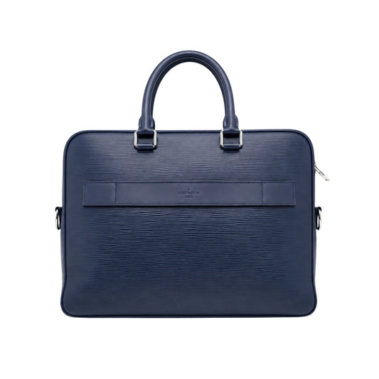 Louis Vuitton Epi Port Document Blue Briefcase