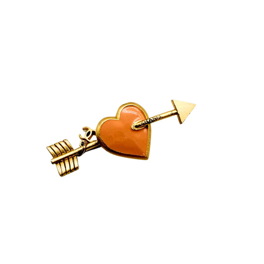 Chanel Enamel Heart and Arrow Brooch