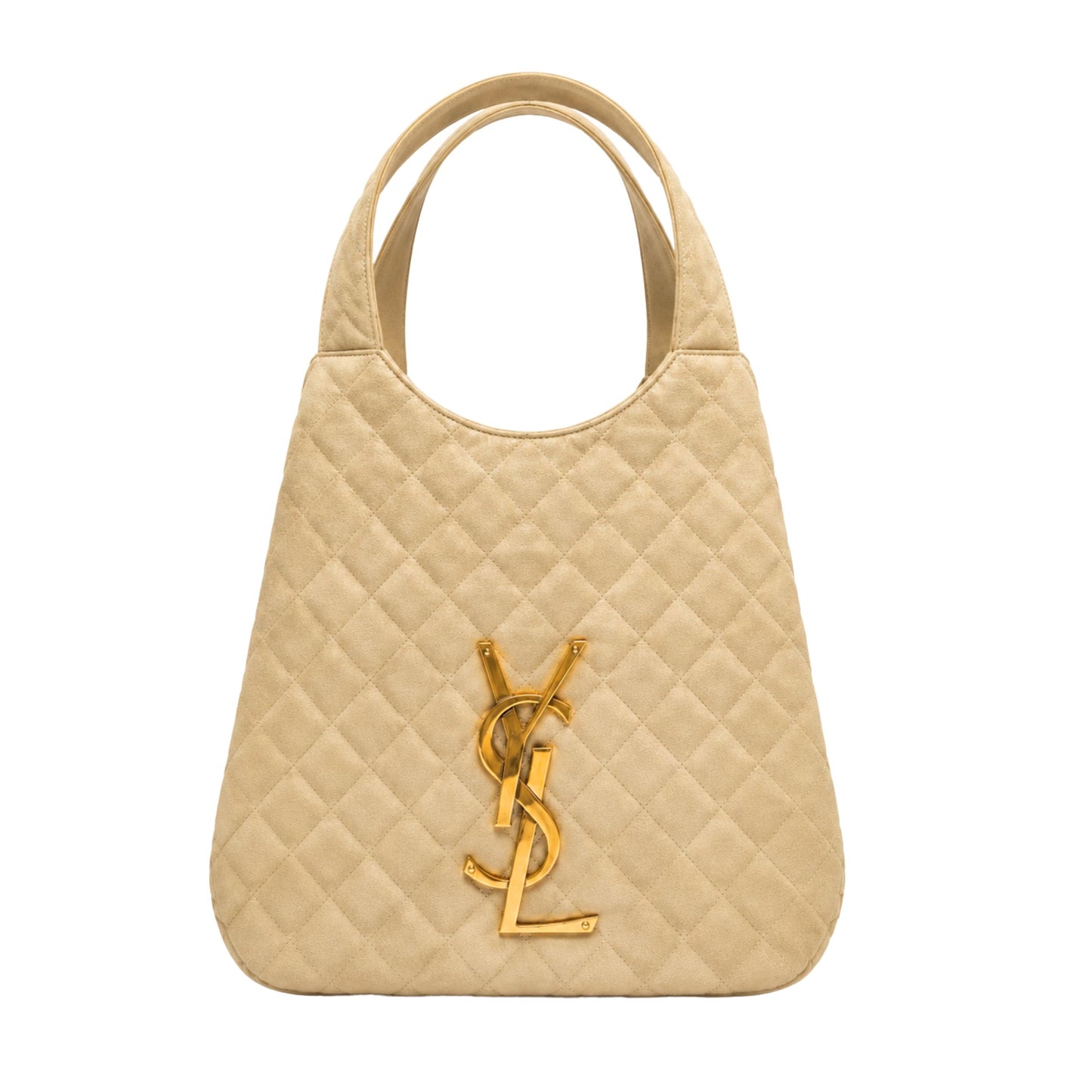 Saint Laurent Beige Quilted ICare Maxi Shopping Bag with Pouch