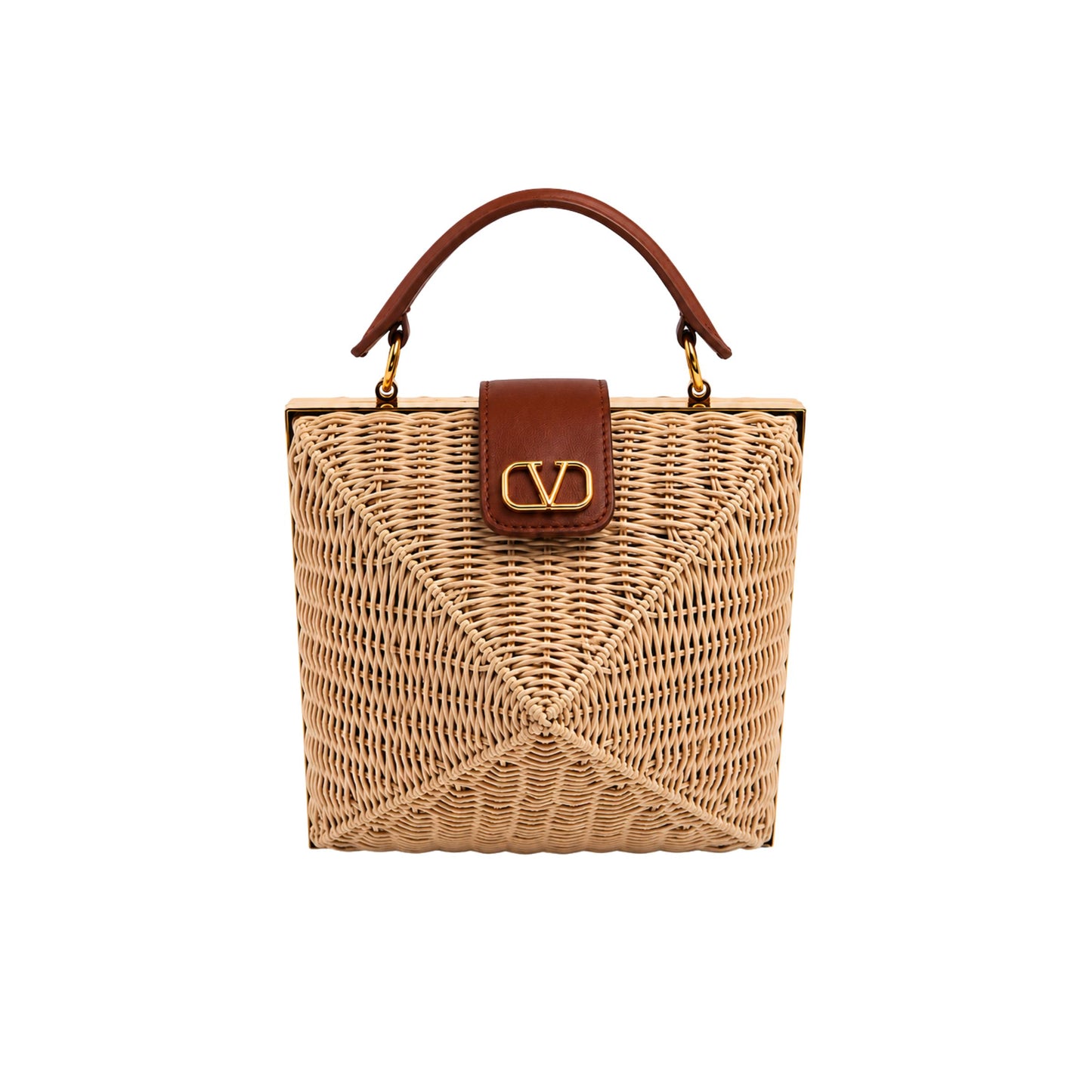 Valentino Stud Wicker Clutch with Crossbody Strap