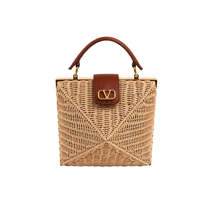 Valentino Stud Wicker Clutch with Crossbody Strap