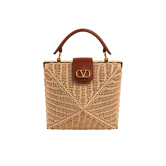 Valentino Stud Wicker Clutch with Crossbody Strap